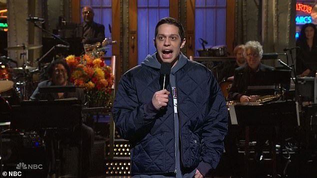 Pete Davidson 'pulled out of a Radio City warm-up gig' for his friend Matt Rife just two hours before the show, according to a new report (pictured by SNL)