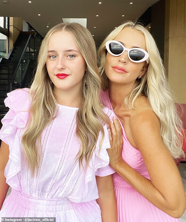 It's the second night in a row that Jackie has seen Swift in concert. The KIIS FM radio star took her 12-year-old daughter Kitty (left) to see Taylor Swift's The Eras tour at Sydney's Accor Stadium on Friday.