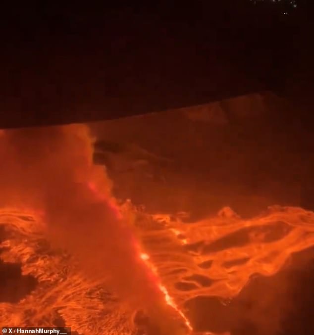 A passenger on a plane flying over the lava captured images of the magnitude of the disaster