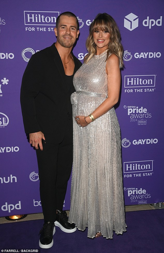 Pregnant Rhian Sugden looked ethereal in a sparkly dress alongside husband Oliver Mellor at the Hilton hotel at the Gaydio Pride Awards 2024 in Manchester on Friday.