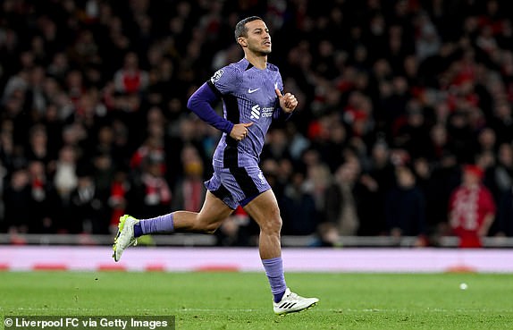 LONDON, ENGLAND - FEBRUARY 4: (SUN, SUN SUNDAY) Thiago Alcantara of Liverpool during the Premier League match between Arsenal FC and Liverpool FC at Emirates Stadium on February 4, 2024 in London, England . (Photo by Nick Taylor/Liverpool FC/Liverpool FC via Getty Images)