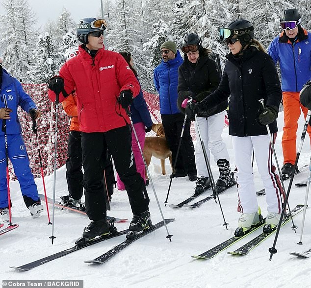 The Duke and Duchess of Edinburgh looked in high spirits as they hit the slopes with friends in Switzerland.