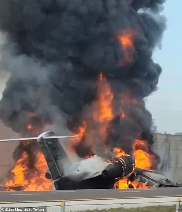 A private plane crashed into a vehicle on a Florida highway causing a huge explosion
