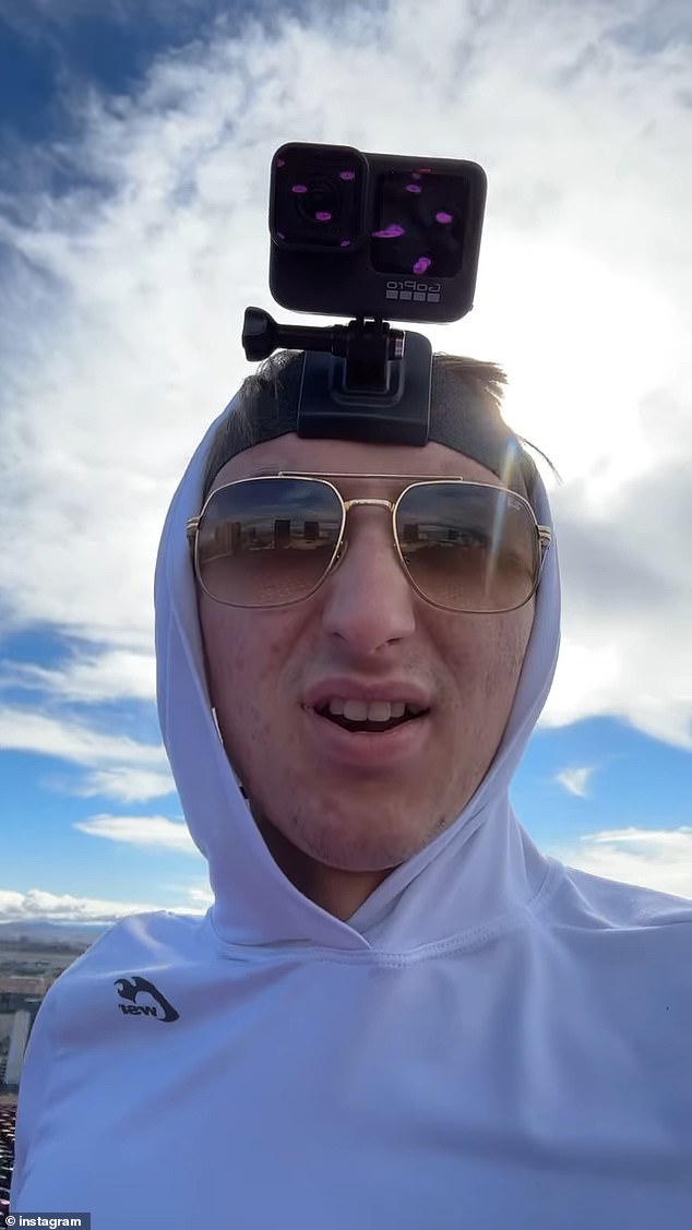 He posted a video on Instagram with a GoPro camera strapped to his head from the top of the Sphere and explained that he scaled the structure to raise money for a homeless pregnant woman on February 7.