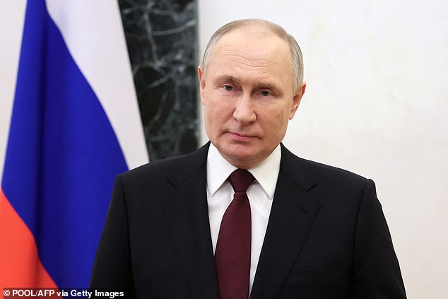 Putin (pictured) is reportedly on the verge of a new land grab to challenge the West, possibly announcing soon that Russia is taking control of a breakaway region of Moldova.
