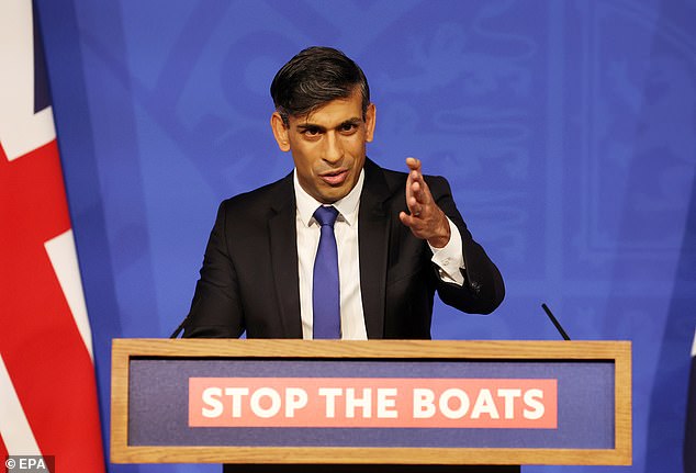 Rishi Sunak speaks to the media during a press conference in Downing Street following the resignation of immigration minister Robert Jenrick.