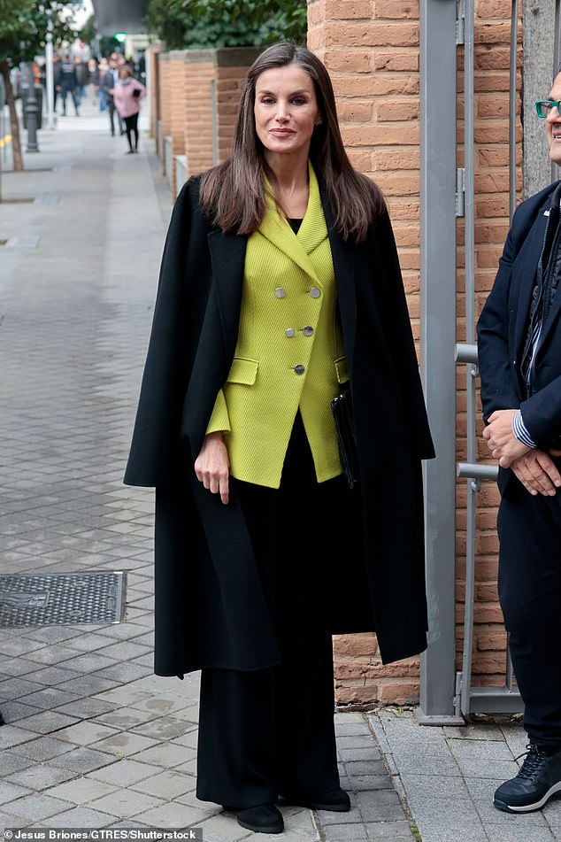 Queen Letizia of Spain showed off her fashion style during a visit to FEDER in Madrid