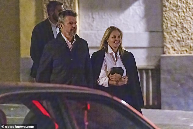 Pictured: King Frederick of Denmark enjoys an evening in Madrid with a Mexican socialite last November.