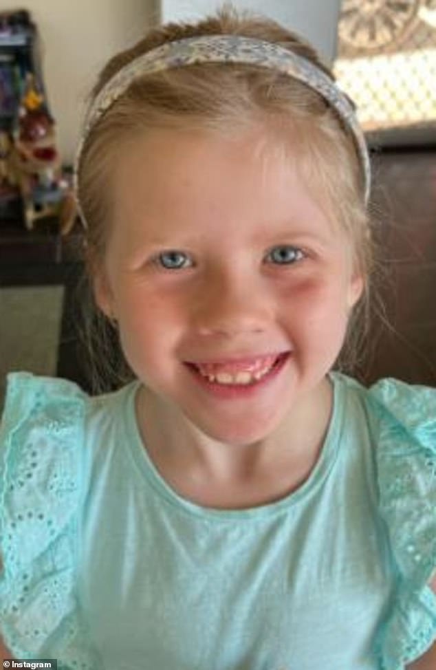Katie Healy from Innisfail, Queensland, took to Instagram over the weekend to explain that her eight-year-old daughter Evelyn (pictured) was airlifted to Townsville University Hospital after suffering from streptococcus pneumoniae and empyema.