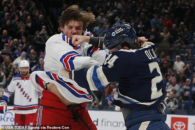Rangers rookie Matt Rempe found himself in another brutal fight Sunday night.