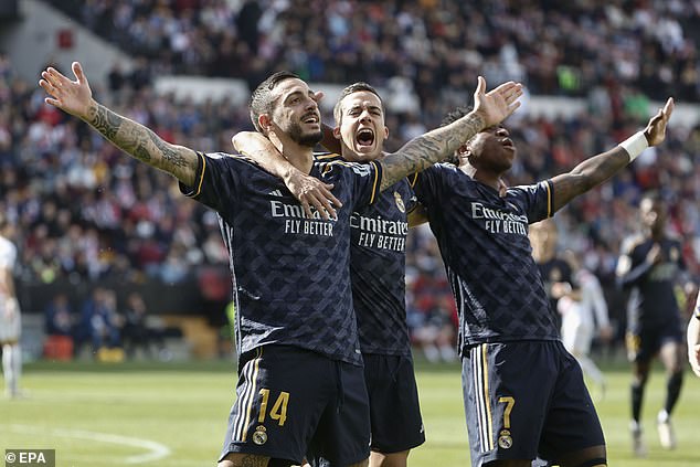 Joselu scored Madrid's first goal and celebrated by paying tribute to Jude Bellingham