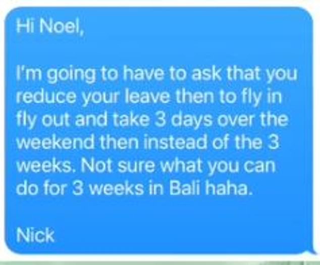 Read the wild text exchange between an Aussie worker and his boss after his leave was suddenly cancelled: ‘Bali trip booked’