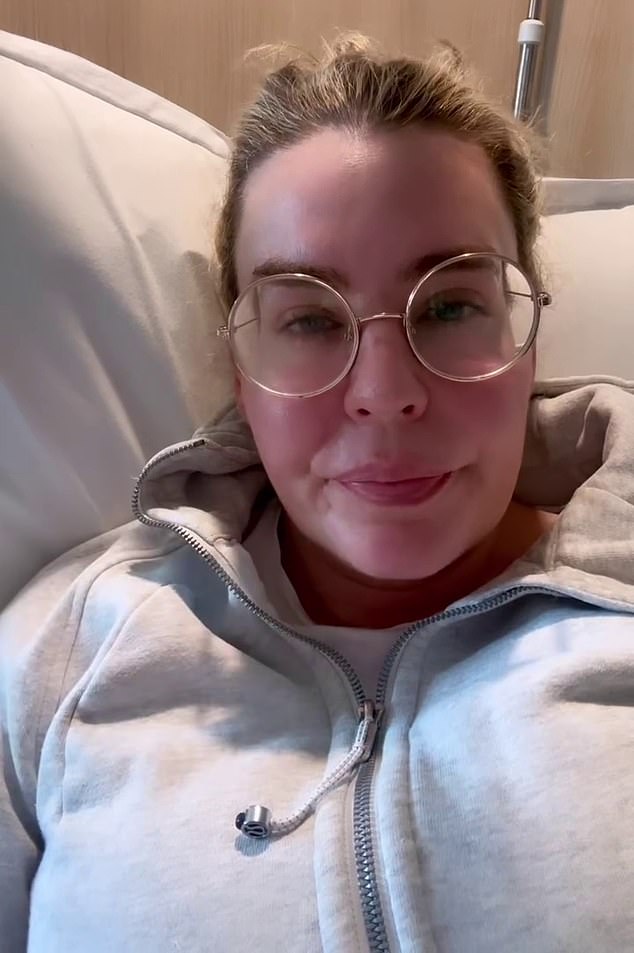 Real Housewives of Sydney star Dr Kate Adams, 41 (pictured), shared a heartbreaking video revealing she is battling an unknown kidney issue.