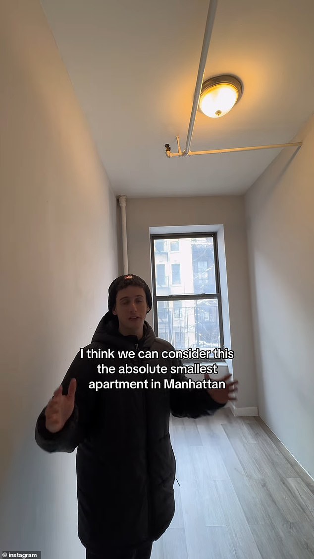 Real estate agent Omer Labock took viewers on a tour of the small midtown Manhattan apartment, which has no private bathroom or kitchen, in a TikTok video.