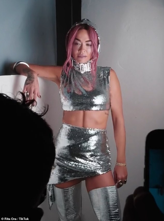 Rita Ora showed off her new long pink braids while sharing a behind-the-scenes TikTok video of her new single Last Of Us on Thursday.