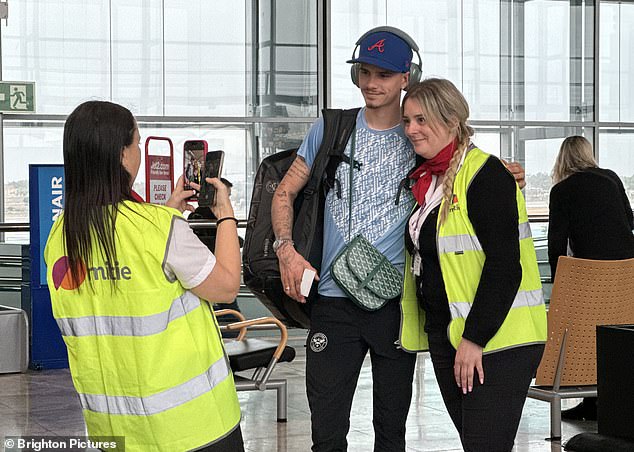 Romeo Beckham, 21, was spotted with a handy £2,695 Belvédère PM bag to organize his belongings as he left Alicante, Spain, on Friday.