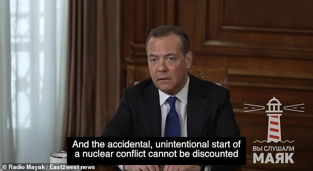 Medvedev reaffirmed threats that Russia would be willing to resort to nuclear war if necessary.