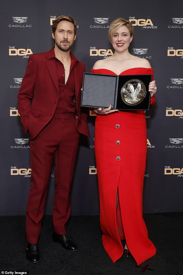 Ryan Gosling was all smiles while supporting Greta Gerwig at the 76th Annual Directors Guild of America Awards held at the Beverly Hilton Hotel on Saturday.