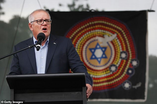 Former Prime Minister Scott Morrison addressed a large crowd at an anti-Semitism rally in Sydney on Sunday.