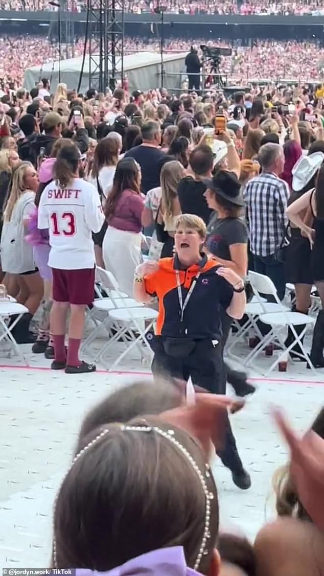 Footage has gone viral of a security guard dancing enthusiastically while working at Taylor Swift's concert in Melbourne last week.