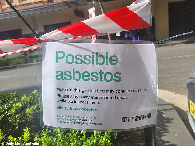 On Saturday afternoon, Daily Mail Australia witnessed another possible site of asbestos contamination at a busy intersection in Surry Hills, where bureaucracy and signs warning 