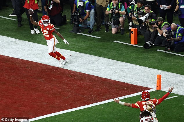 Patrick Mahomes found Mecole Hardman open for a touchdown in overtime to win a third Super Bowl in five seasons for the Chiefs.