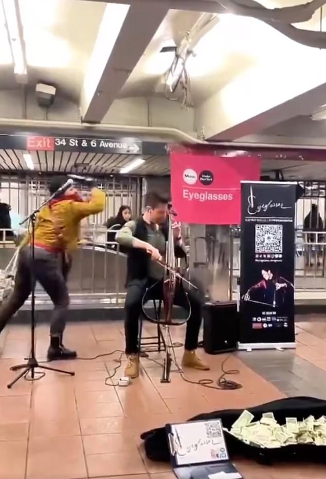 Forrest was playing the electric cello in a Manhattan subway station when an unidentified woman hit him in the head with a metal water bottle.