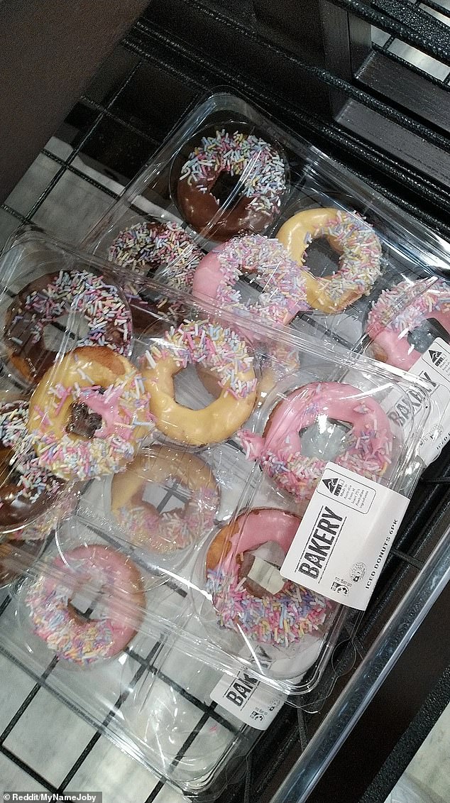 Shoppers baffled by grim detail in doughnuts at the Coles