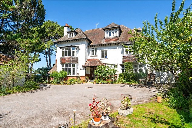 The large Sandbanks family home is currently on the market with a price tag of millions and