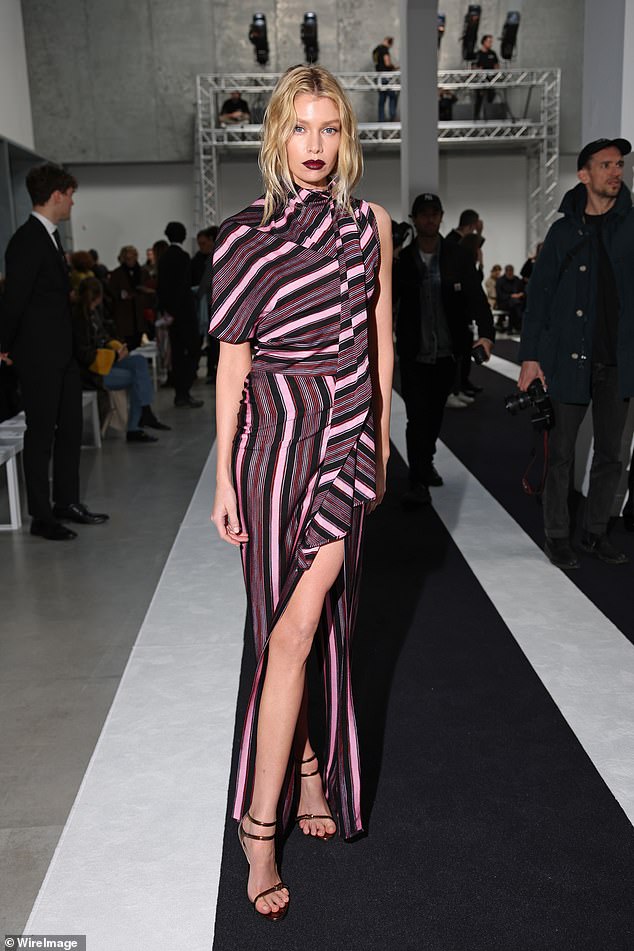 Stella Maxwell cut an elegant figure as she attended the Missoni Womenswear Fall/Winter 2024-2025 show during Milan Fashion Week in Italy on Saturday.