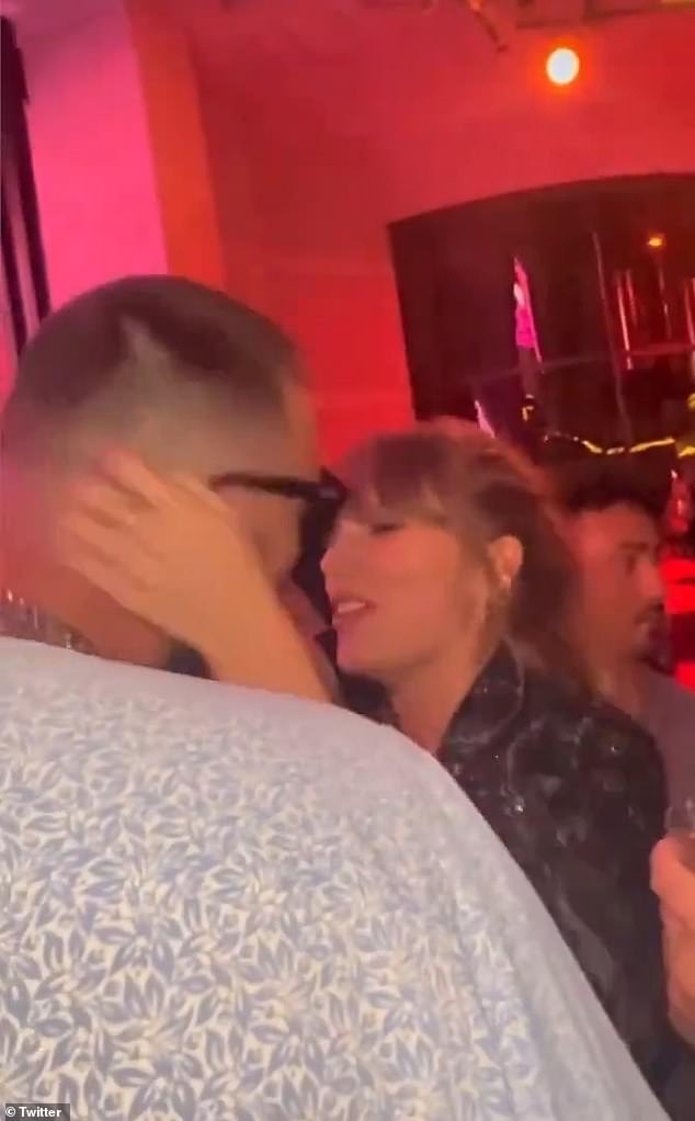 Travis and Taylor kissed to their song 'Love Story' in a romantic moment at the Chiefs afterparty