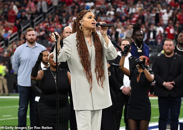 Andra Day performed the Black National Anthem, 'Lift Every Voice and Sing,' at the Super Bowl