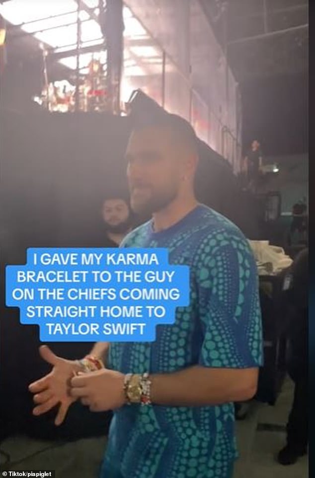 An Australian Swiftie was left stunned after a rare interaction with Travis Kelce at Taylor Swift's concert in Sydney on Friday.  The fan removed a beaded friendship bracelet from her wrist and gave it to the Kansas City Chiefs tight end.