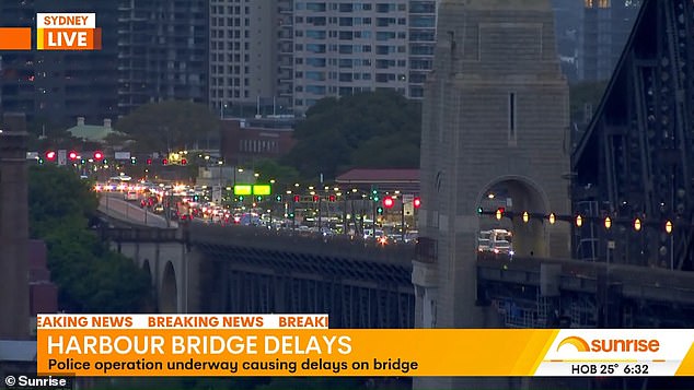 Sydney Harbour bridge police operation Traffic slows to a standstill