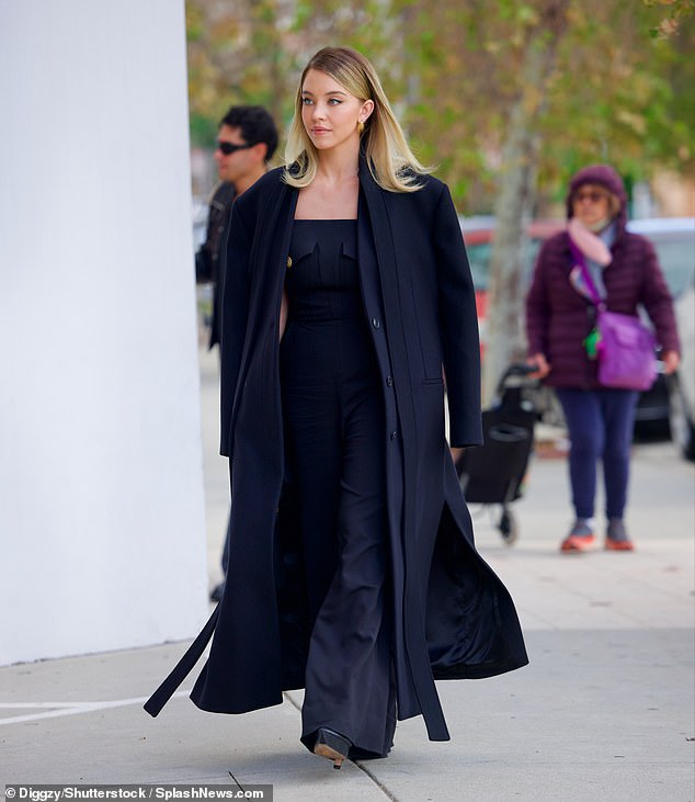 Sydney Sweeney was the epitome of glamor as she stepped out in Los Angeles on Thursday in a chic all-black look.