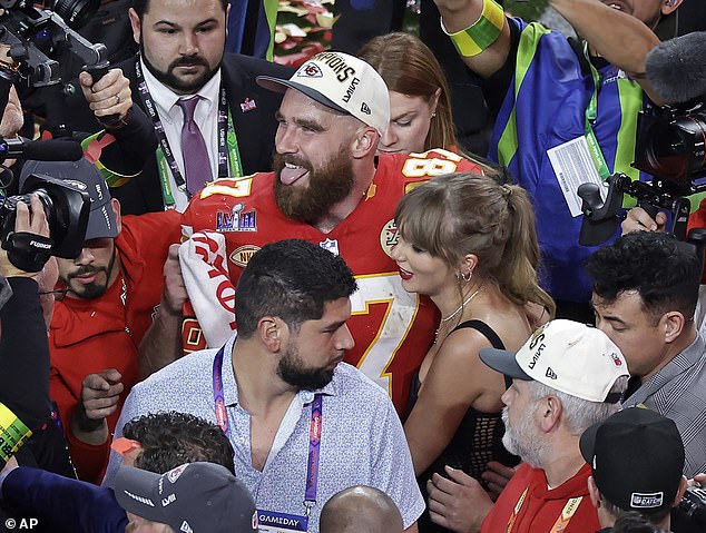 Swift traveled to Las Vegas earlier this month to watch Kelce win the Super Bowl.