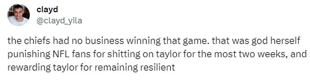 Some die-hard Swifties insisted the Chiefs' win was karmic, coming after weeks of abuse from sports fans.