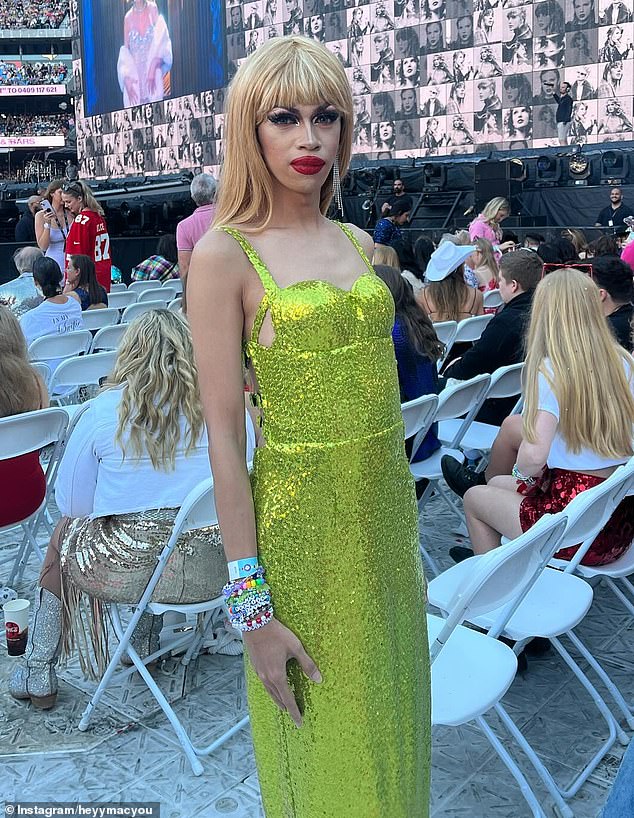 Filipino drag queen Taylor Sheesh, 29, invited thousands of fans who missed out on tickets to the Eras tour to a free hour-long re-enactment.