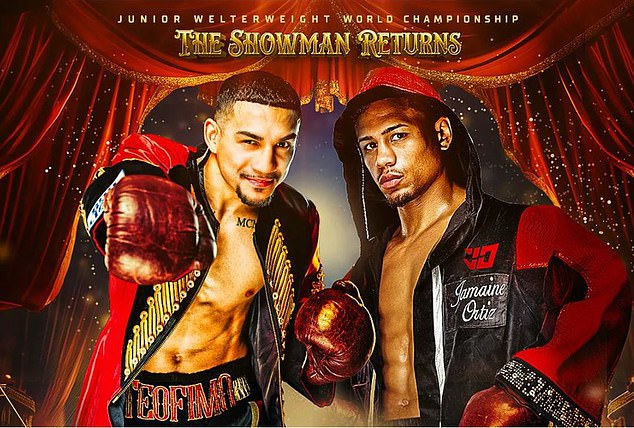 A fight poster for Lopez's title defense against Jamaine Ortiz of Worcester, Massachusetts (right)
