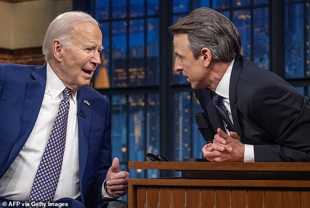 POTUS, who is launching a full re-election campaign, made a rare late-night appearance to celebrate the 10th anniversary of Meyers' late-night show.