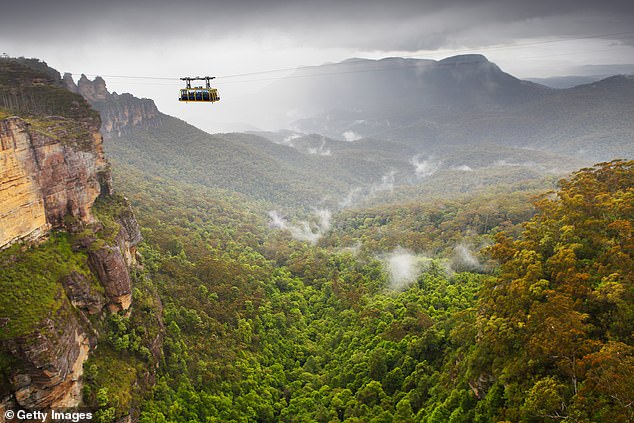 Mind the gap: During her visit to the Blue Mountains, Jo Knowsley experienced the Scenic World cable car attraction (pictured)