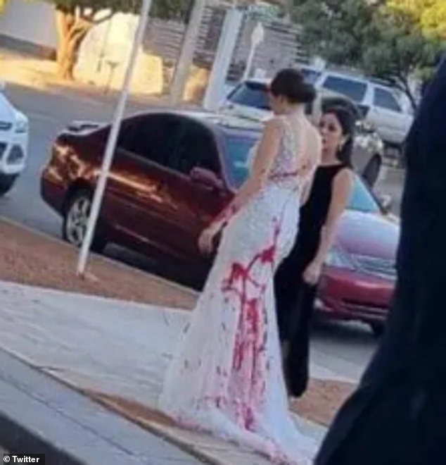 A couple's wedding was ruined after the groom's mother hired someone to spill red paint on the bride-to-be's white dress.