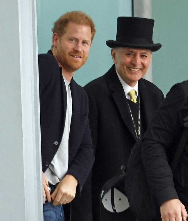 Prince Harry arrives at the Windsor Suite at Heathrow Airport today after his brief visit to see his father, King Charles, following his cancer diagnosis.