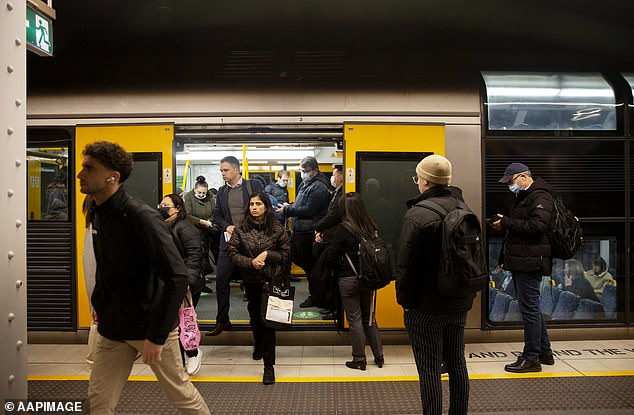 Australia is addicted to high immigration, so it may have more working-age people to tax as couples have fewer children and the population ages (pictured, a Sydney train)