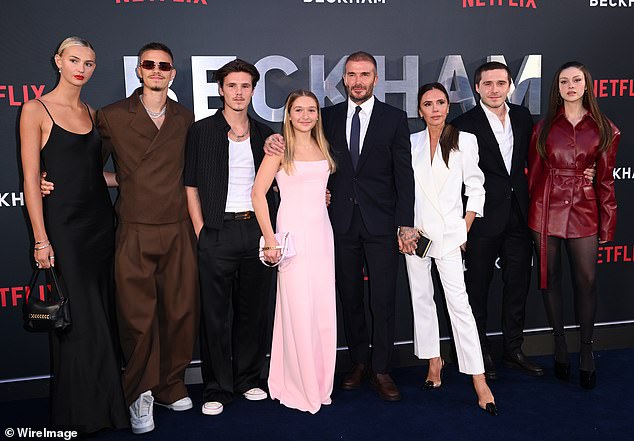Sources close to the Beckhams also cite the hit Netflix documentary, Beckham, as the reason for their huge rise in profile (Pictured: Beckham family at the Netflix premiere)