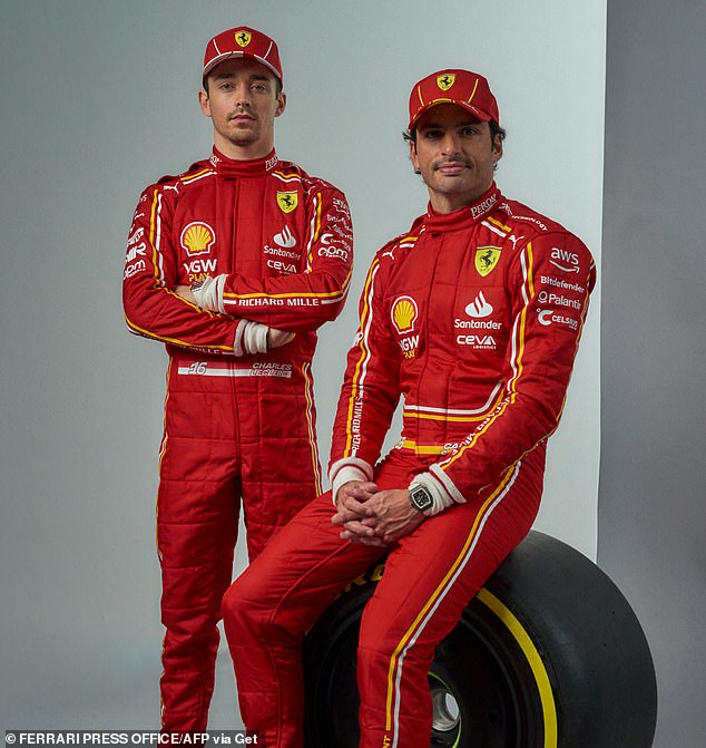 Leclerc (left) has signed a new contract to remain with the Scuderia until the end of 2029
