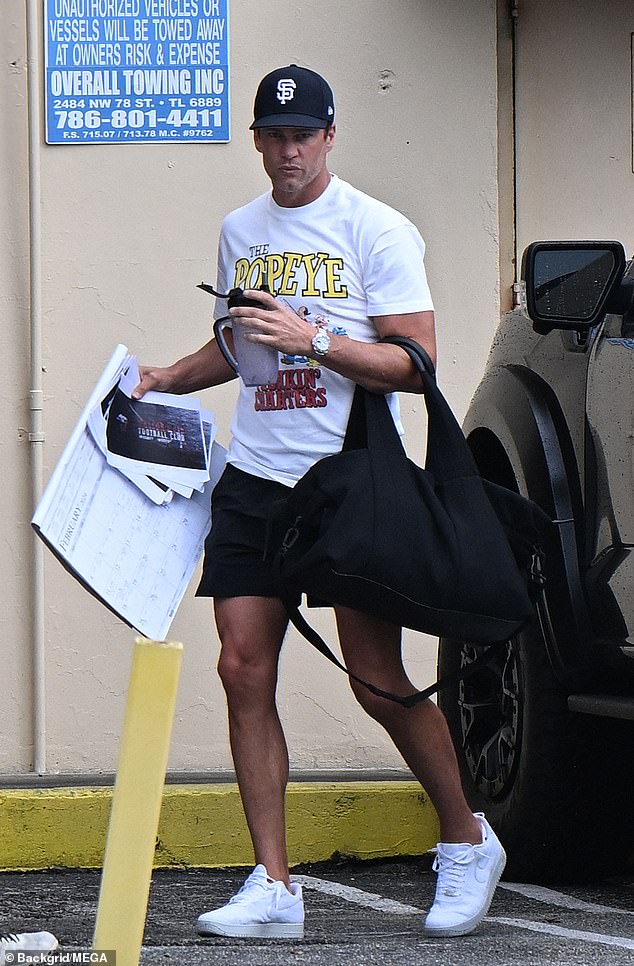Former Patriots and Bucs quarterback Tom Brady looked muscular as he left a Miami gym over the weekend