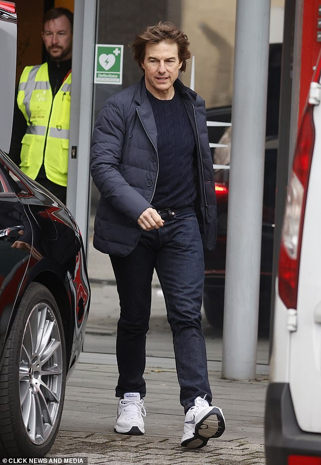 Tom Cruise was spotted on a helipad in Battersea, London, as he prepared to leave the UK and head to the Super Bowl in Las Vegas on Friday.