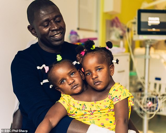 Ibrahima (pictured with her daughters a few years ago) hoped doctors at London's Great Ormond Street Hospital would be able to separate the girls, but tests determined Marieme's heart was too weak for surgery and doctors predicted she would not. would survive it.  operation.  In the end it was decided not to separate the girls.