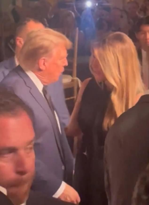 Trump was seen being hugged by his wife Melania after returning to Mar-a-Lago later Saturday night.